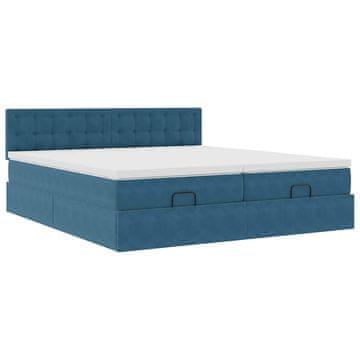 Vidaxl Otomanski posteljni okvir z vzmetnicami moder 180x200cm žamet