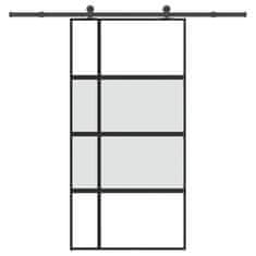 Vidaxl Drsna vrata z opremo 102,5x205 cm kaljeno steklo in aluminij
