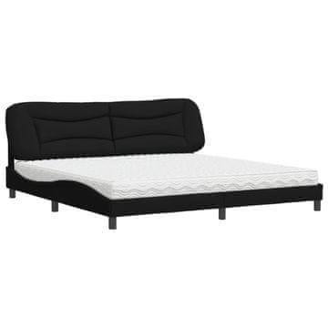 Vidaxl Postelja z vzmetnico Hvar črna 200x200 cm blago