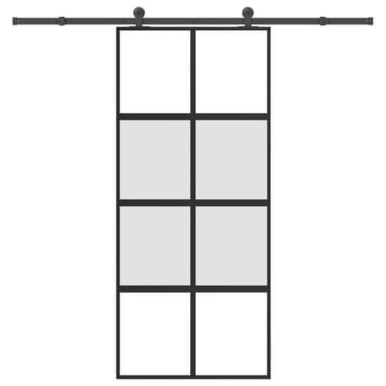 shumee vidaXL Drsna vrata z opremo 90x205 cm kaljeno steklo in aluminij
