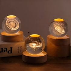 HOME & MARKER® Svetilka Kristalna krogla, Nočna lučka, LED krogla LUMABALL luna + Zvezde, ki se svetijo v temi NIGHTSKY | LUMBNIGHTMOON