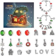 VIVVA® Adventni koledar, Set za izdelavo zapestnic, Božični adventni koledar ADVENTBRACE + Okenske nalepke - snežinke SNOWFLAKE | ADVENTSNOW