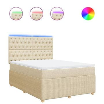 Vidaxl Box spring postelja z vzmetnico krem 160x200 cm blago