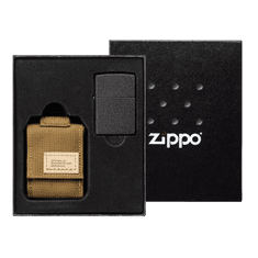 Zippo vžigalnik 49401 Black Crackle in etui Coyote Pouch