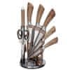 shumee KOMPLET 9 ELEMENTOV KUHINJSKI NOŽI V STOJALU Z OBRILOM IN ŠKARJAMI E-6265