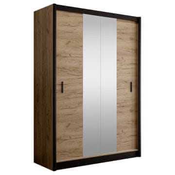 KONDELA Omara z drsnimi vrati Craft 150 - črna / craft hrast