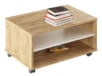 KONDELA Konferenčna miza na kolesih Rioma Tip 32 - hrast artisan / bela