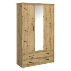 KONDELA Trovratna omara Airon 3D4S z ogledalom - artisan hrast