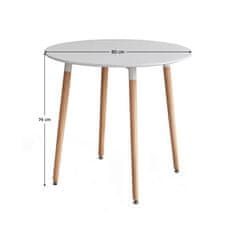 KONDELA Okrogla jedilna miza Elcan New 80 - bela / bukev