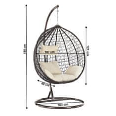 KONDELA Viseči gugalni stol Nolan New - bakreno/rjav/krem