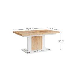 KONDELA Zložljiva konferenčna miza Olion 120/180 - hrast craft zlati / beli