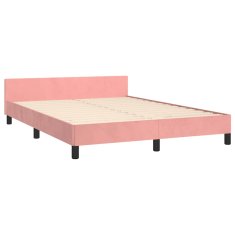 Vidaxl Posteljni okvir z vzglavjem brez vzmetnice roza 140x190cm žamet