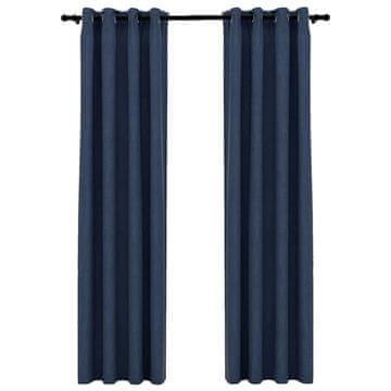 Vidaxl Zatemnitvene zavese z obročki 2 kosa modre 140x245 cm