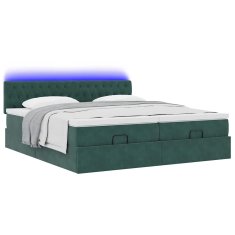 Vidaxl Otomanski posteljni okvir z vzmetnicami zelen 200x200cm žamet