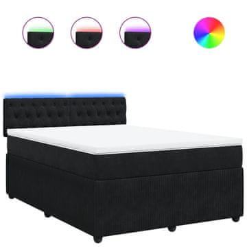 Vidaxl Box spring posteljni z vzmetnico črn 140x190 cm žamet