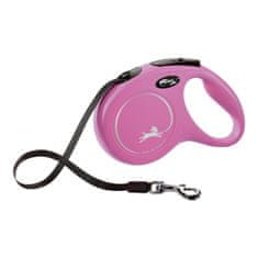 Flexi Pasji svinec Flexi NEW CLASSIC 5m Roza Velikost M