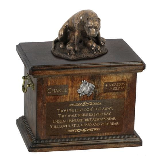 Artdog Ameriški Staffordshire terier, Amstaff, Amstaf II - žara za pasji pepel, žara s kipcem, personalizirana žara za pasji pepel Art-Dog