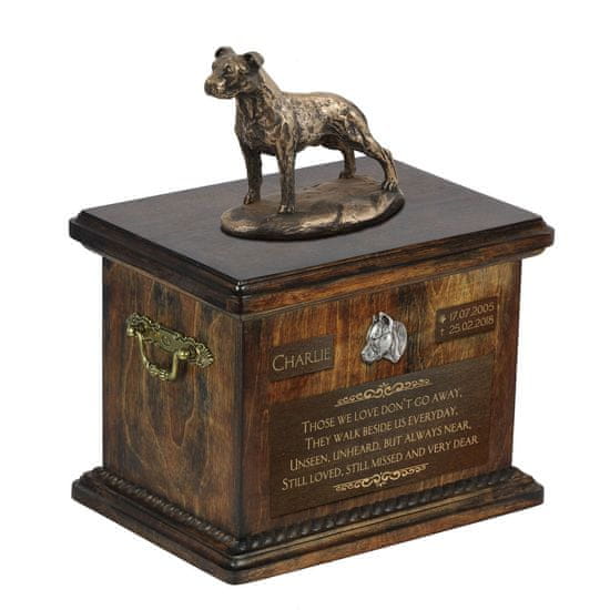 Artdog Ameriški Staffordshire terier, Amstaff, Amstaf V - žara za pasji pepel, žara s kipcem, personalizirana žara za pasji pepel Art-Dog