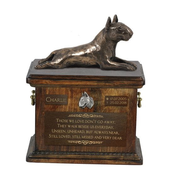 Artdog Bull Terrier, Bull Terrier III - žara za pasji pepel, žara s kipcem, personalizirana žara za pasji pepel Art-Dog
