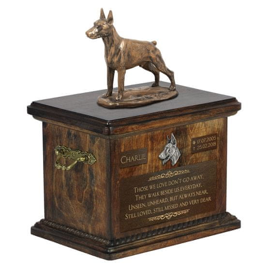 Artdog Doberman, Dobermann I - žara za pasji pepel, žara s kipcem, personalizirana žara za pasji pepel Art-Dog