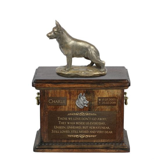Artdog Nemški ovčar, alzaški - žara za pasji pepel, žara s kipcem, personalizirana žara za pasji pepel Art-Dog