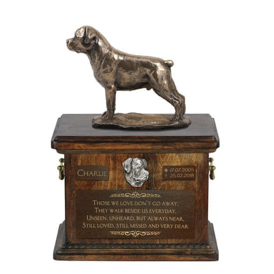 Artdog Rottweiler - žara za pasji pepel, žara s kipcem, personalizirana žara za pasji pepel Art-Dog