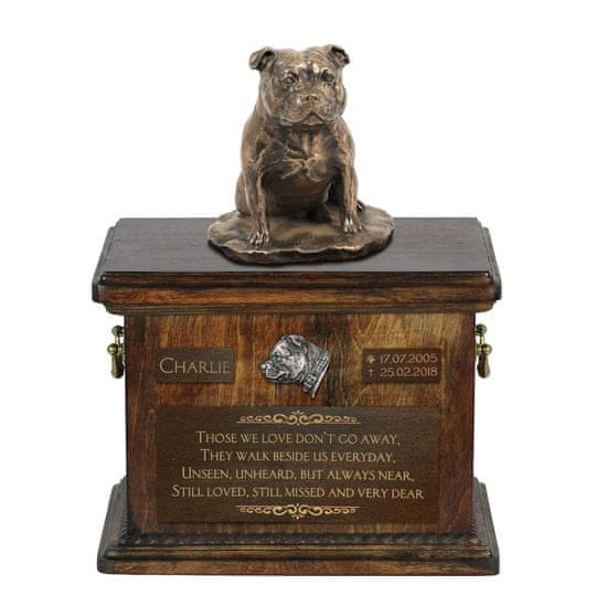 Artdog Staffordshire Bull Terrier, Staffik, Staffi IV - žara za pasji pepel, žara s kipcem, personalizirana žara za pasji pepel Art-Dog