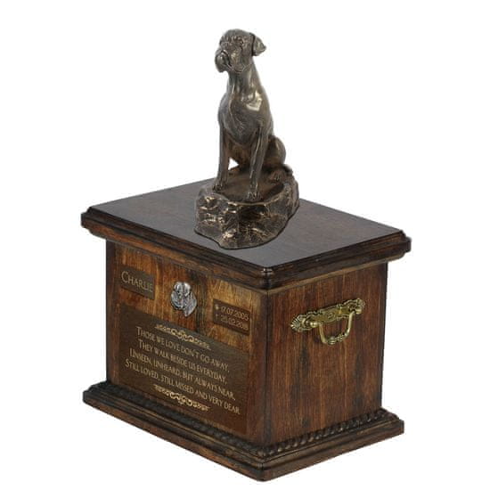 Artdog Boxer, Boxer V - žara za pasji pepel, žara s kipcem, personalizirana žara za pasji pepel Art-Dog