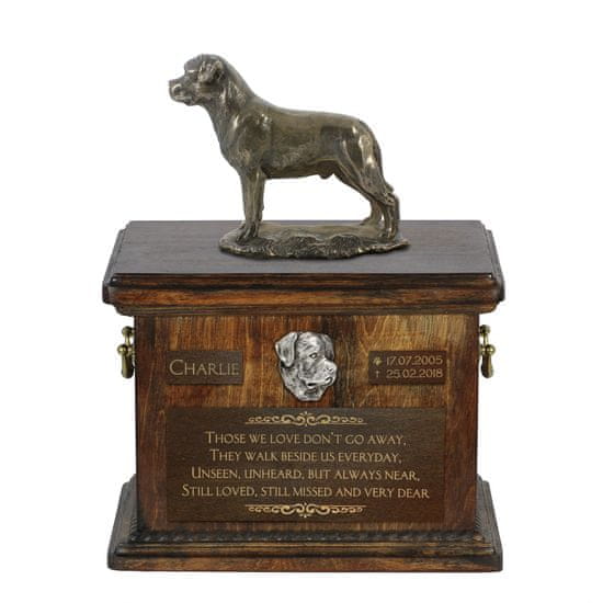 Artdog Rottweiler II - žara za pasji pepel, žara s kipcem, personalizirana žara za pasji pepel Art-Dog