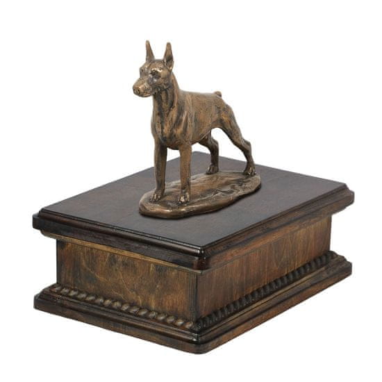 Artdog Doberman, Dobermann I - žara za pasji pepel, klasična žara s kipcem, elegantna žara s psom Art-Dog