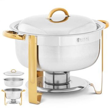 Royal Catering Bemar bufetowy podgrzewacz do potraw na pastę 4,5 l - srebrno złoty