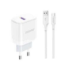 DUDAO USB-A 18 W omrežni polnilnik z USB-A - USB-C kablom, bel