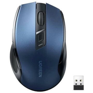 Ugreen Natančna brezžična miška USB 2,4 GHz, Bluetooth 5.0, optična, 4000 DPI, modra