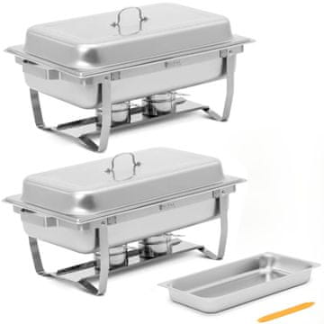 Royal Catering Bemar za ogrevanje jedi za bife, za paste, GN 1/1, 7,5 l, jeklo – komplet 2 kosov