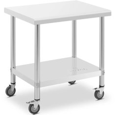 Royal Catering Delovna miza na kolesih z 2 ravnmi, 60 x 80 cm, JEKLO, nosilnost do 135 kg
