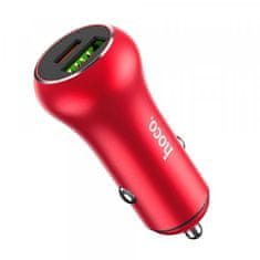 Hoco Avtopolnilec Z38 adapter 2xUSB 38W 3,0 QC - rdeč