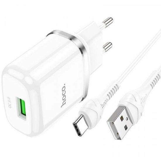 Hoco Pametni hišni polnilec N3 18W z 3.0 QC USB vtičem in s polnilnim kablom Type C bel