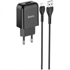 Hoco Pametni hišni polnilec N2 z USB vtičem in s polnilnim kablom Lightning 2,1A - črn