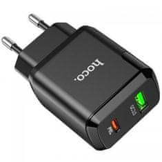 Hoco Pametni hišni polnilec N5 20W z 3,0 QC z 1 x USB C in 1 x USB vtičem in s polnilnim kablom Type C - Type C za Samsung - črn