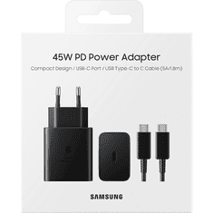 Samsung Hišni polnilec Super Fast Charge EP-T4510XBE 45W + kabel EP-DN975BBE TYPE C črn - original
