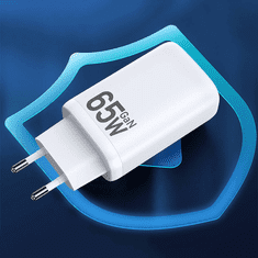 Kaku Adapter hišni polnilec 220V Gun Quick Charge 65W vhod 1x USB A in 1x Type C - s kablom Type C - Type C 3.0 bel