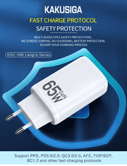 Kaku Adapter hišni polnilec 220V Gun Quick Charge 65W vhod 1x USB A in 1x Type C - s kablom Type C - Type C 3.0 bel