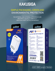 Kaku Adapter hišni polnilec 220V Gun Quick Charge 65W vhod 1x USB A in 1x Type C - s kablom Type C - Type C 3.0 bel