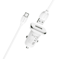 Borofone Avtopolnilec 18W BZ12A USB-A QC 3.0 s kablom Type C 1m - bel