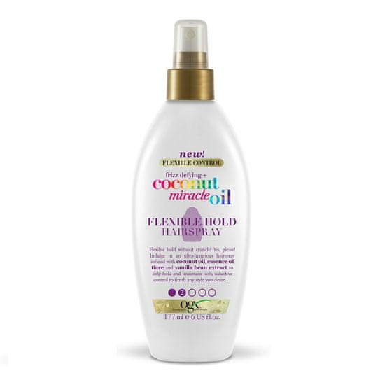 shumee Frizz-Defying + Coconut Miracle Oil Flexible Hold Hairspray sijoči lak za lase 177 ml