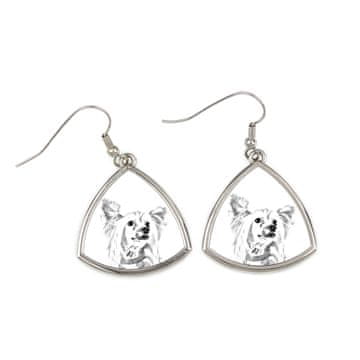 Artdog Kitajski čopasti pes - pasji uhani, viseči uhani s fotografijo, personaliziran nakit s potiskom Art-Dog