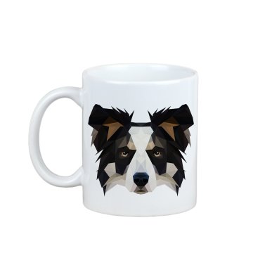 Artdog Border Collie - skodelica s fotografijo in napisom geometrijskega psa Art-Dog