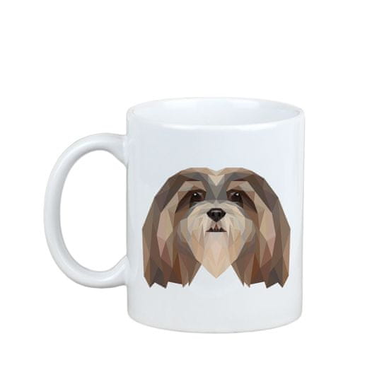 Artdog Lhasa Apso - skodelica s fotografijo in napisom geometrijskega psa Art-Dog