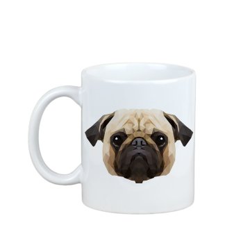 Artdog Pug, Pug, Carlin - skodelica s fotografijo in napisom geometrijskega psa Art-Dog