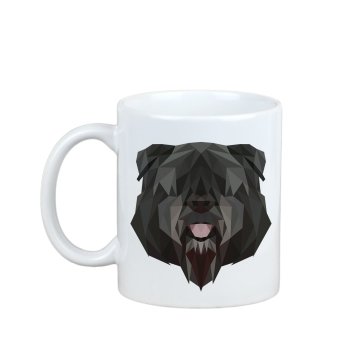Artdog Bouvier des Flandres - skodelica s fotografijo in napisom geometrijskega psa Art-Dog